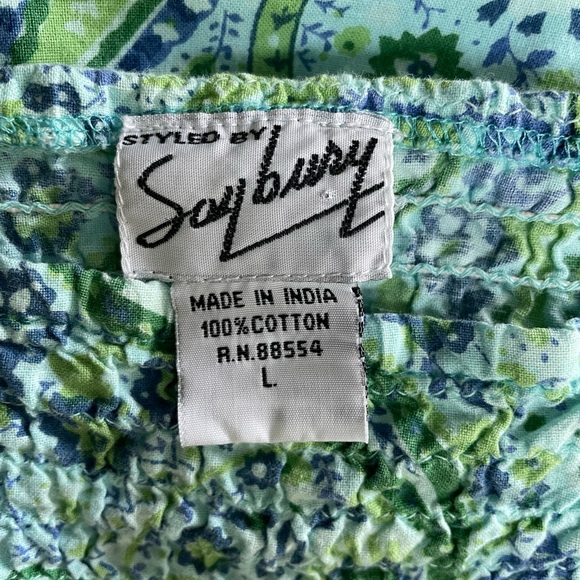 Styled by Saybury 80’s Vintage Paisley Sundress Smocked Bodice LARGE 100% Cotton - Picture 8 of 11